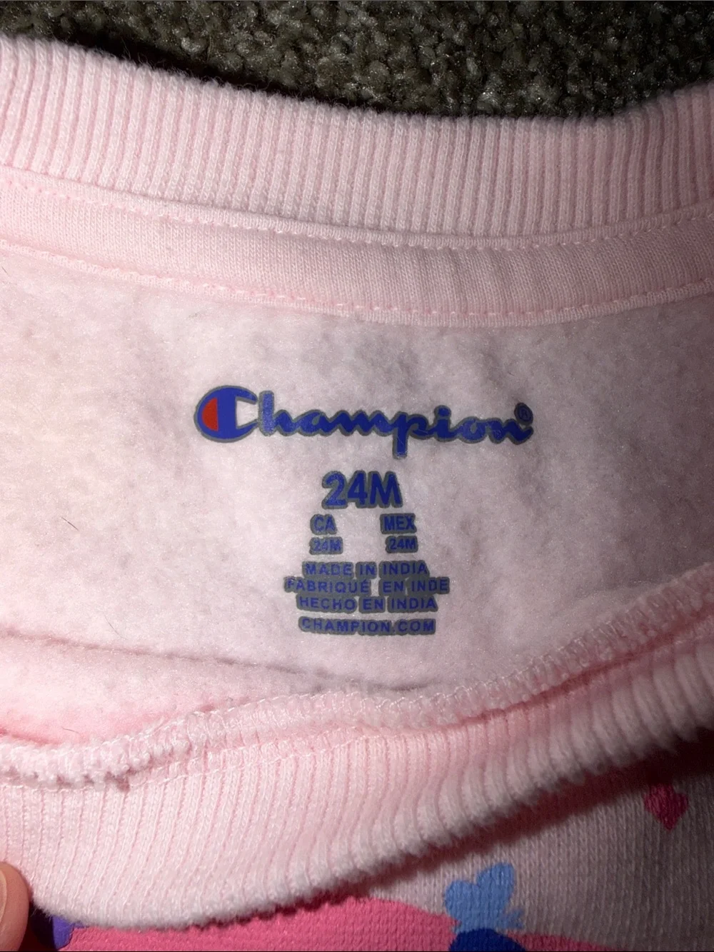 Champion Pink Crewneck Sweatshirt with Multicolor Logo